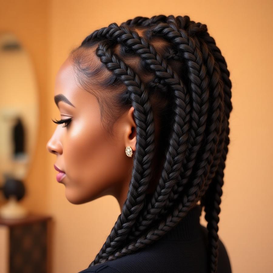 Trenzas realizadas en el salón